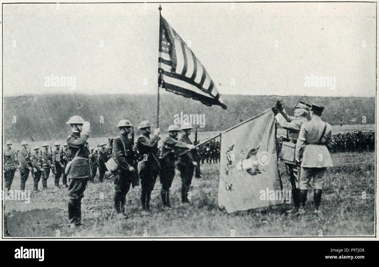 378 Dekoration der USA 104 Regimental Flag in Frankreich, WWI Stockfoto