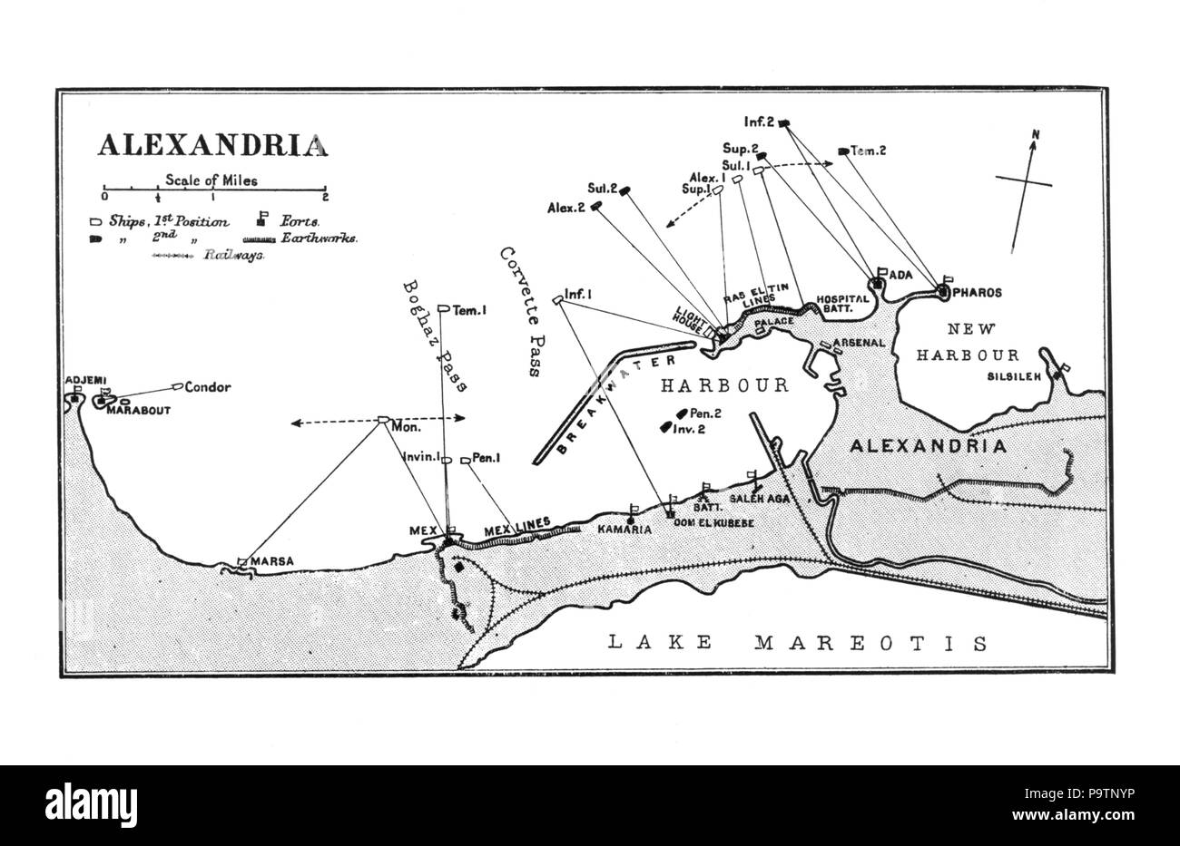 Karte, die die Bombardierung von Alexandria zeigt, von Eisenklads in Aktion, H. L Wilson (1896) S. 340 Stockfoto