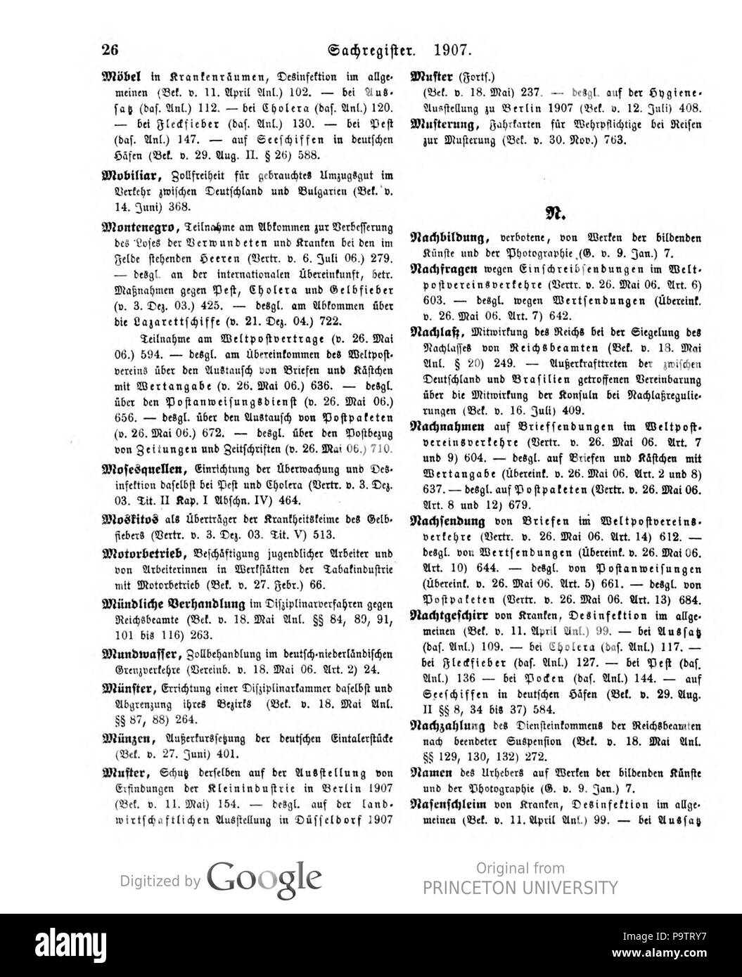 426 Deutsches Reichsgesetzblatt 1907 999 026 Stockfoto