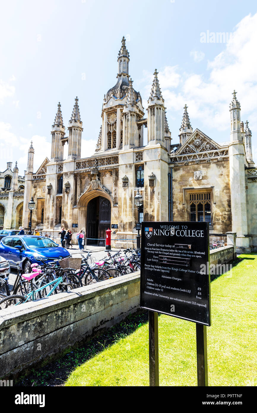 Kings College, Cambridge Kings College, Cambridge, King's College in Cambridge, Cambridge University, King's College, Cambridge UK, Uni, Universität, Großbritannien Stockfoto