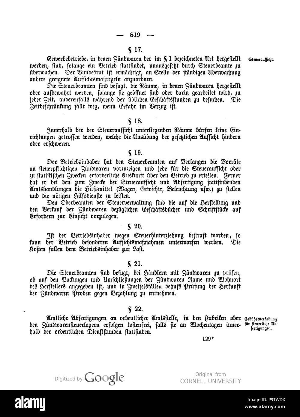 434 Deutsches Reichsgesetzblatt 1909 044 0819 Stockfoto