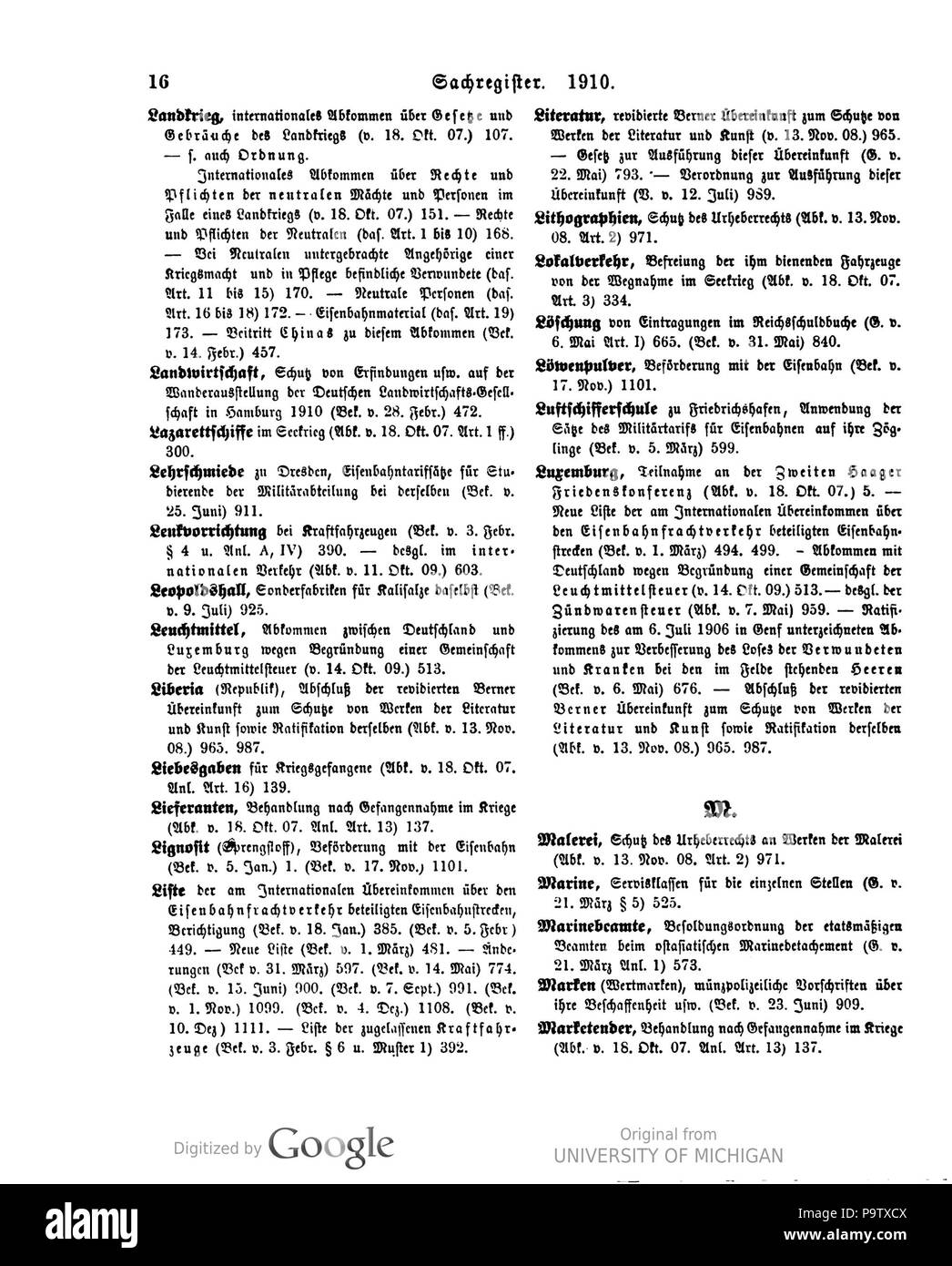 441 Deutsches Reichsgesetzblatt 1910 999 0016 Stockfoto