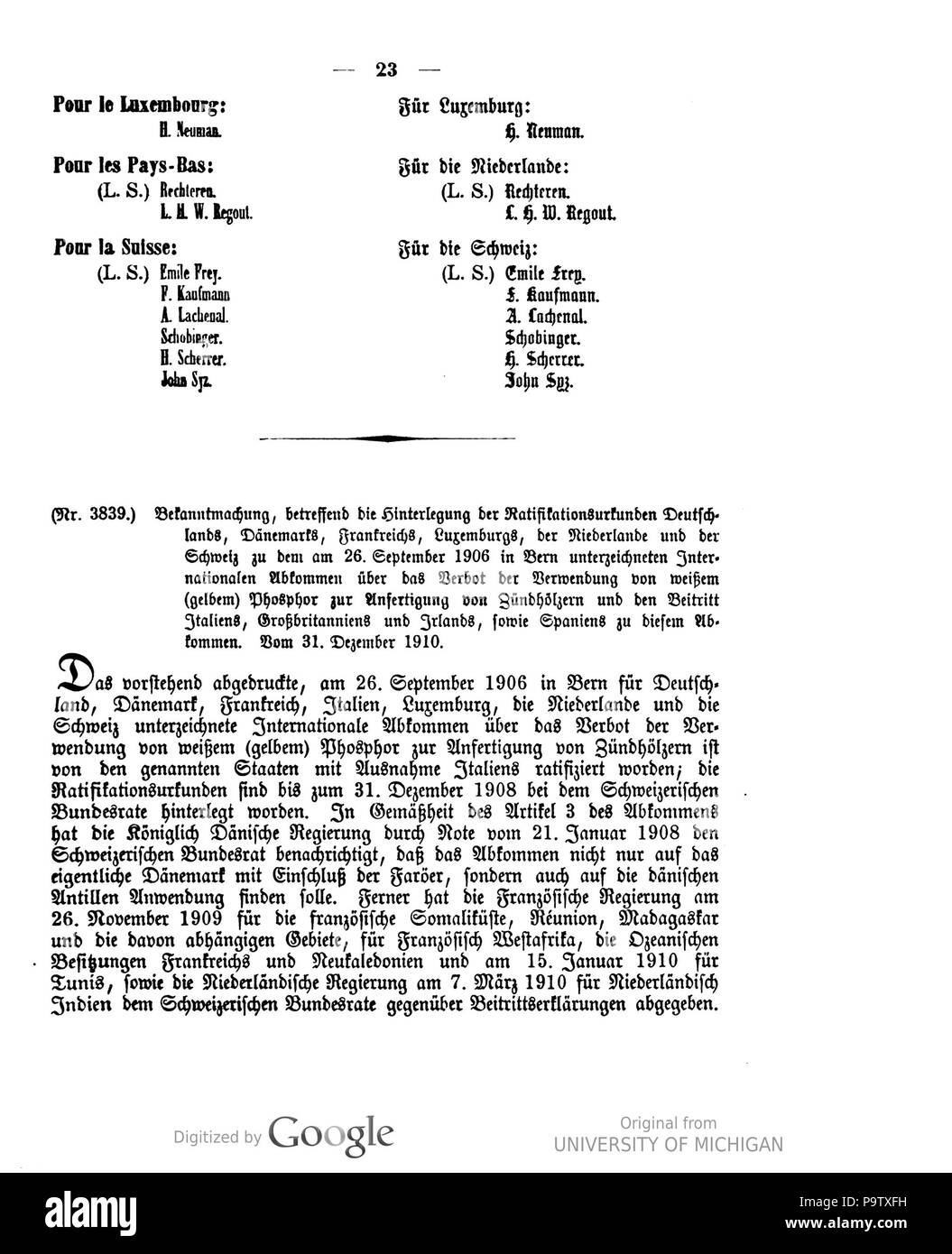 441 Deutsches Reichsgesetzblatt 1911 002 0023 Stockfoto