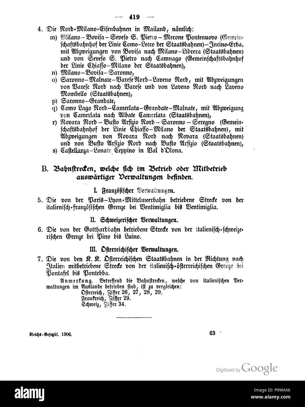 418 Deutsches Reichsgesetzblatt 1906 015 419 Stockfoto