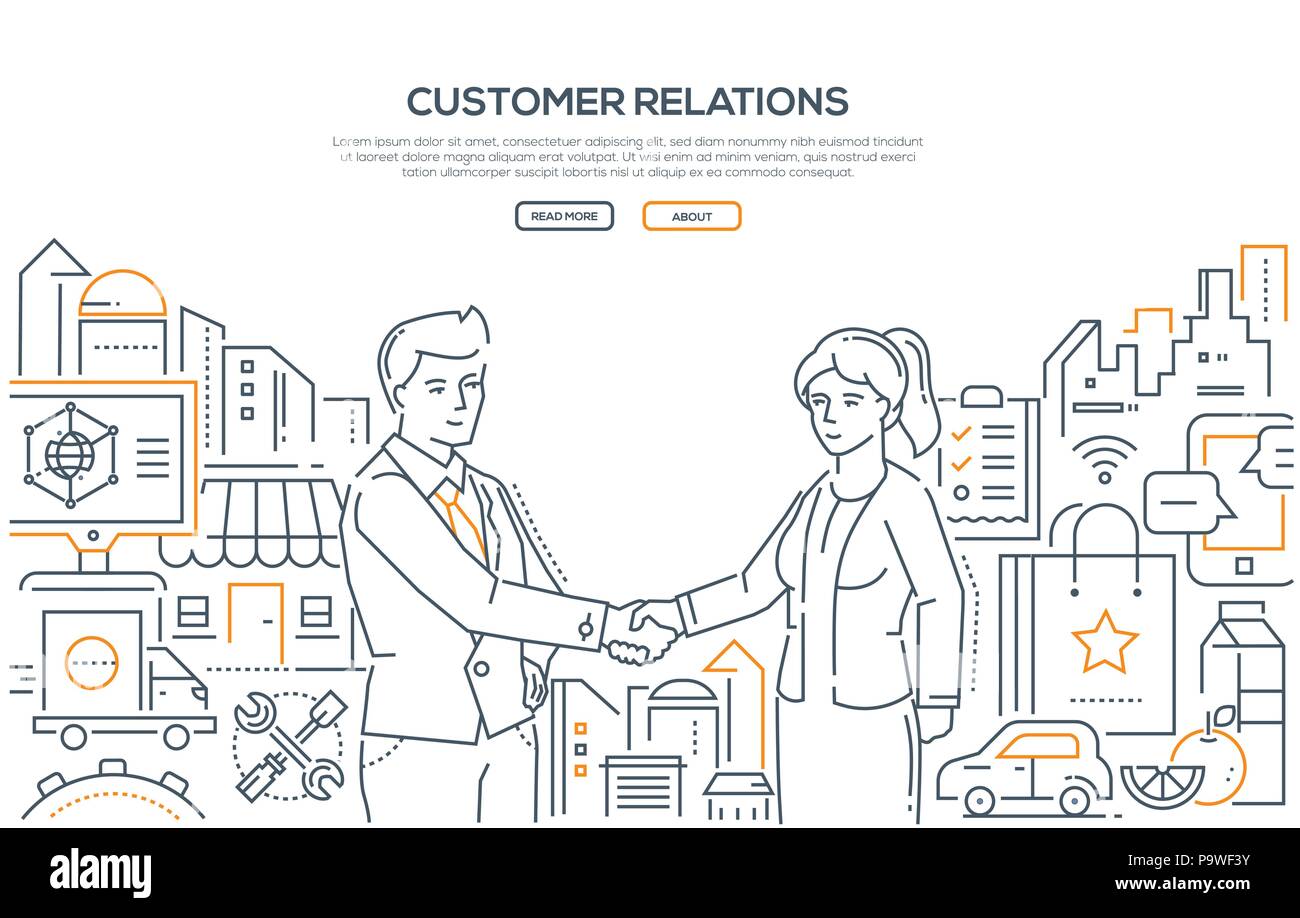 Kundenbeziehungen - Line Design Stil Abbildung Stock Vektor