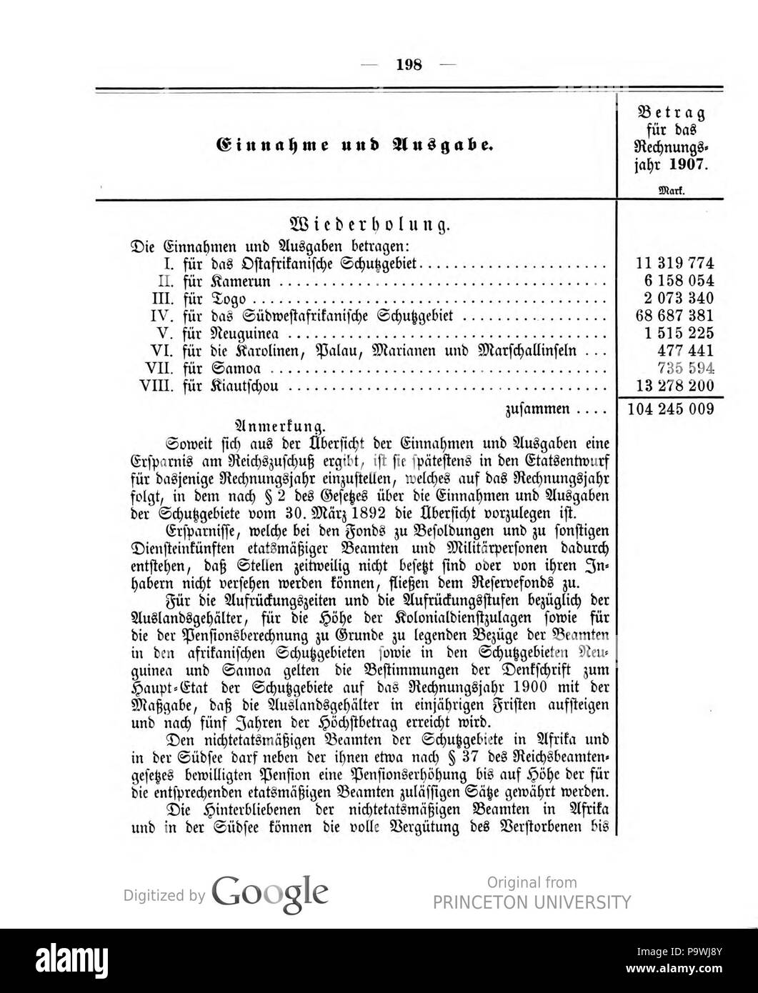 422 Deutsches Reichsgesetzblatt 1907 020 198 Stockfoto