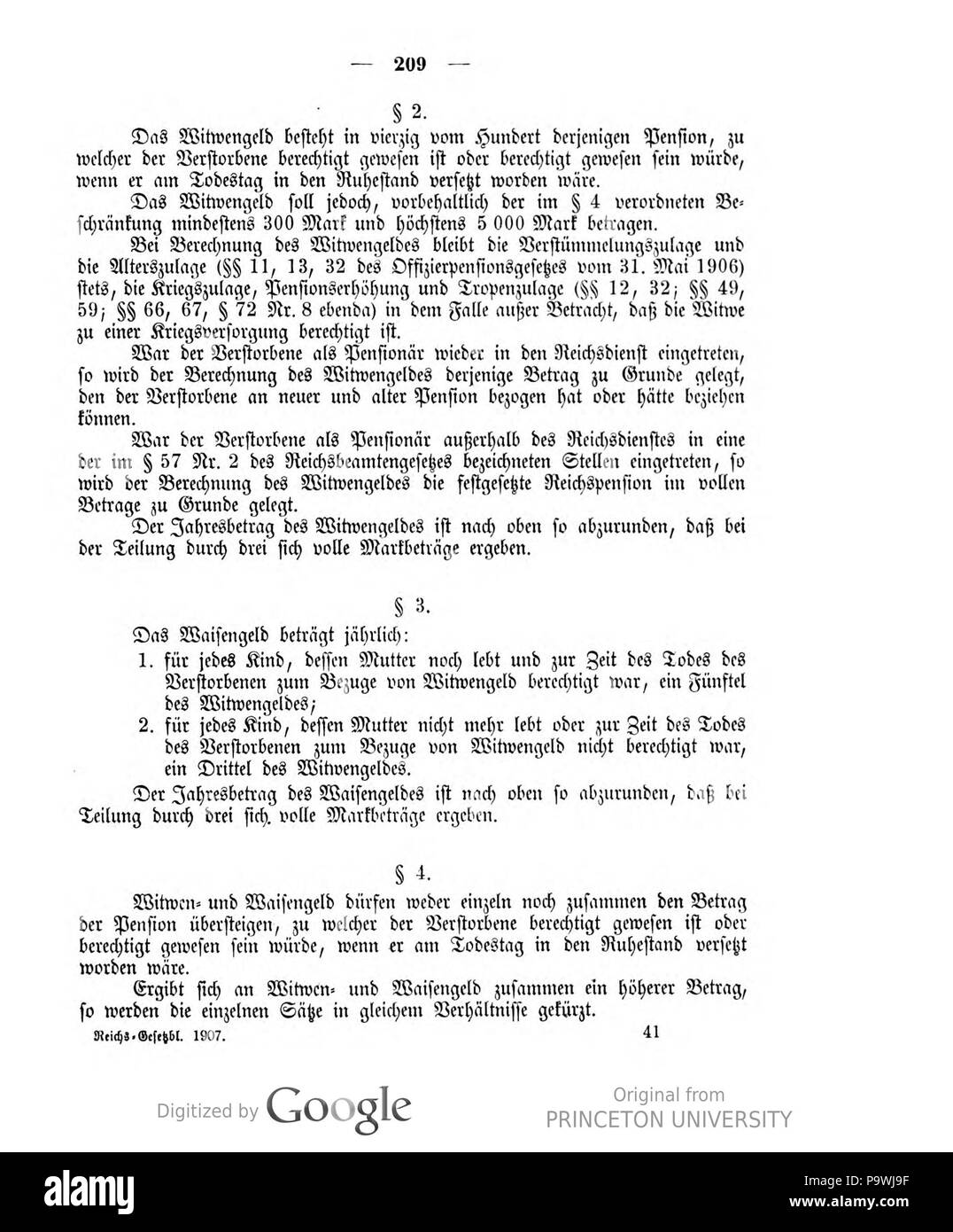 422 Deutsches Reichsgesetzblatt 1907 021 209 Stockfoto