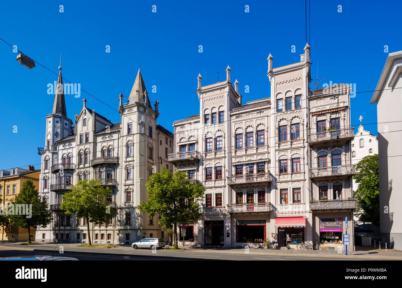 Gollwitzer Häuser auf der Volkhartstraße, Downtown, Augsburg, Schwaben, Bayern, Deutschland Stockfoto