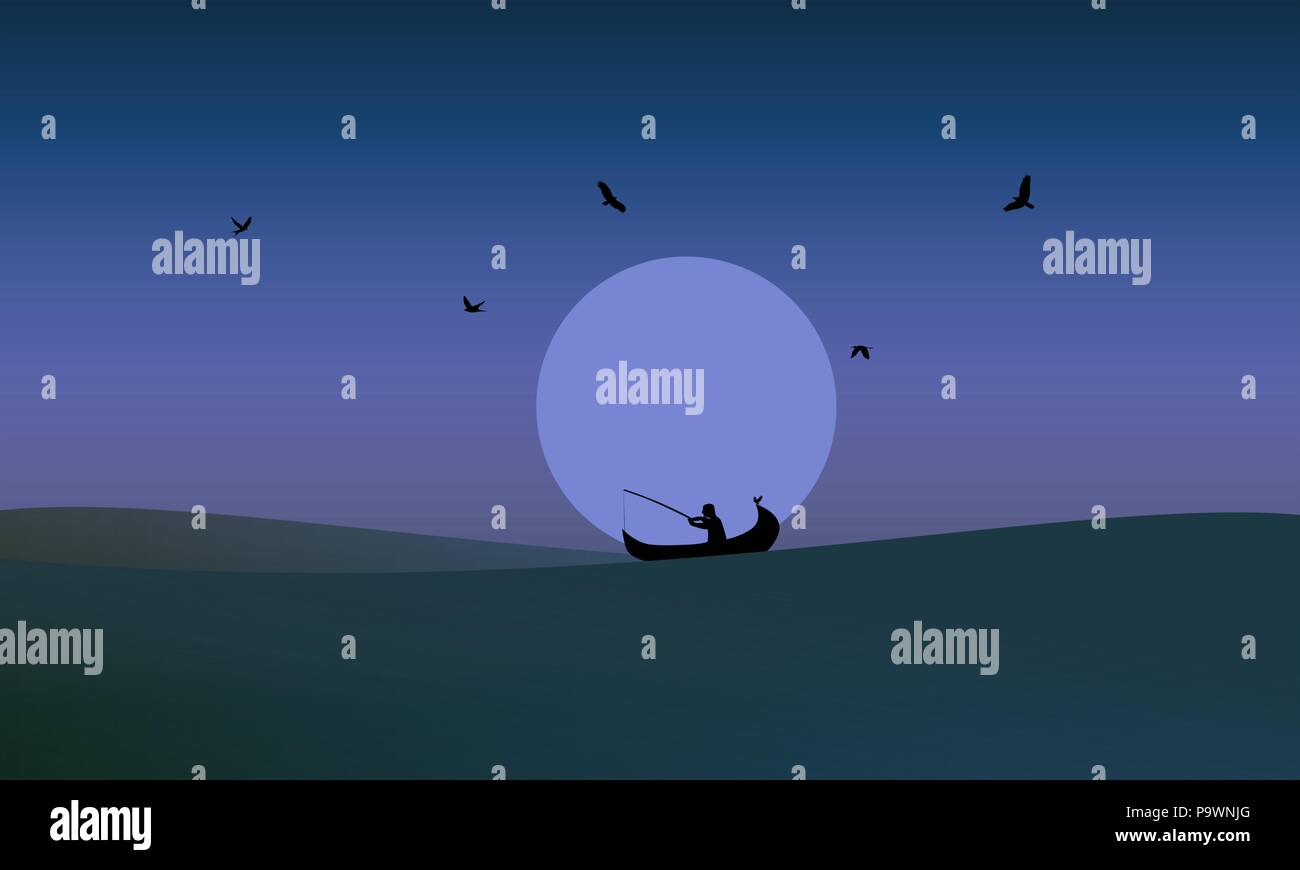 24:00 Uhr angeln Vector Illustration Stock Vektor