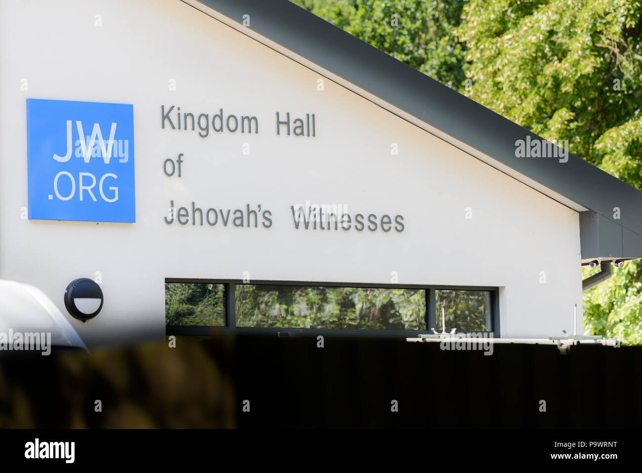 In den Königreichssaal der Zeugen Jehovas (ZJ) in Corby, England. Stockfoto