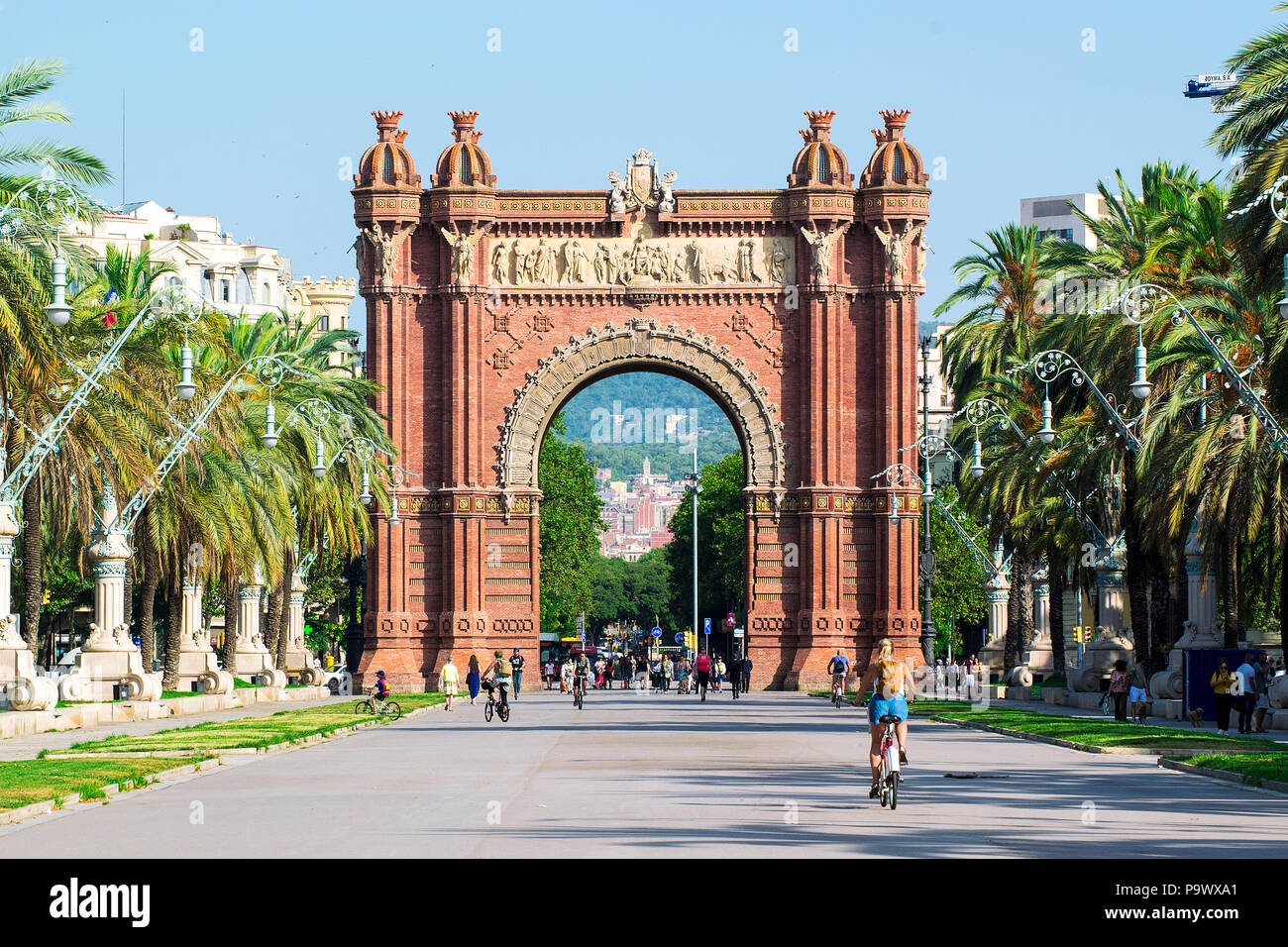 Arc del Triomf Gebäude im Stadtteil Ciutat Vella in Barcelona. Leere Raum für Editor's Text. Stockfoto