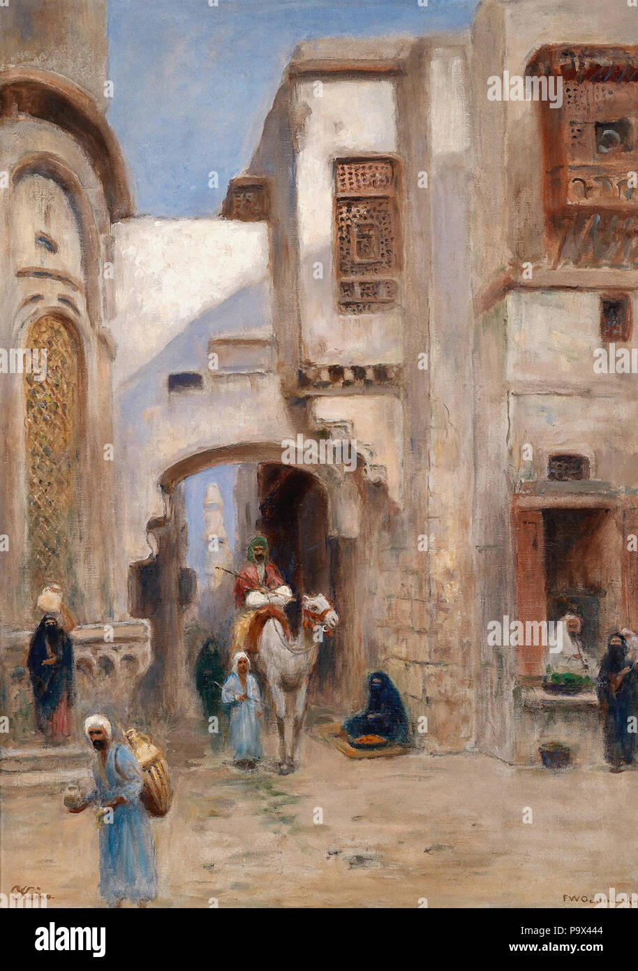 Odelmark Frans Wilhelm - Straßenszene in Kairo Stockfoto