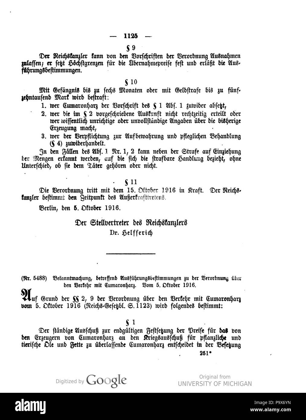 468 Deutsches Reichsgesetzblatt 1916 223 1125 Stockfoto