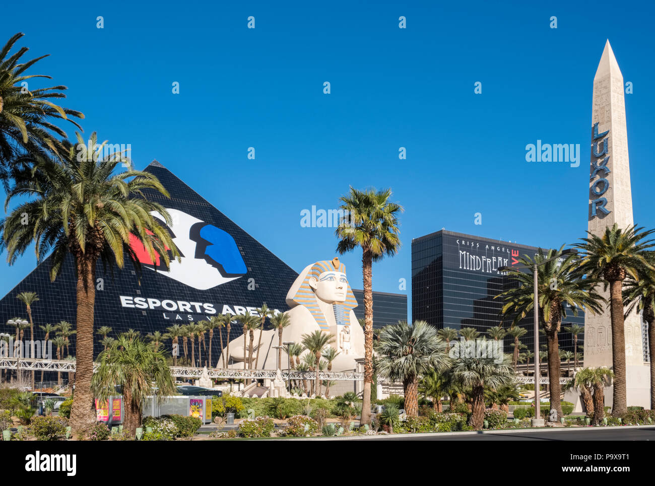 Esports Arena und das Luxor Hotel und Casino, auf dem Las Vegas Strip, Las Vegas, Nevada, USA Stockfoto