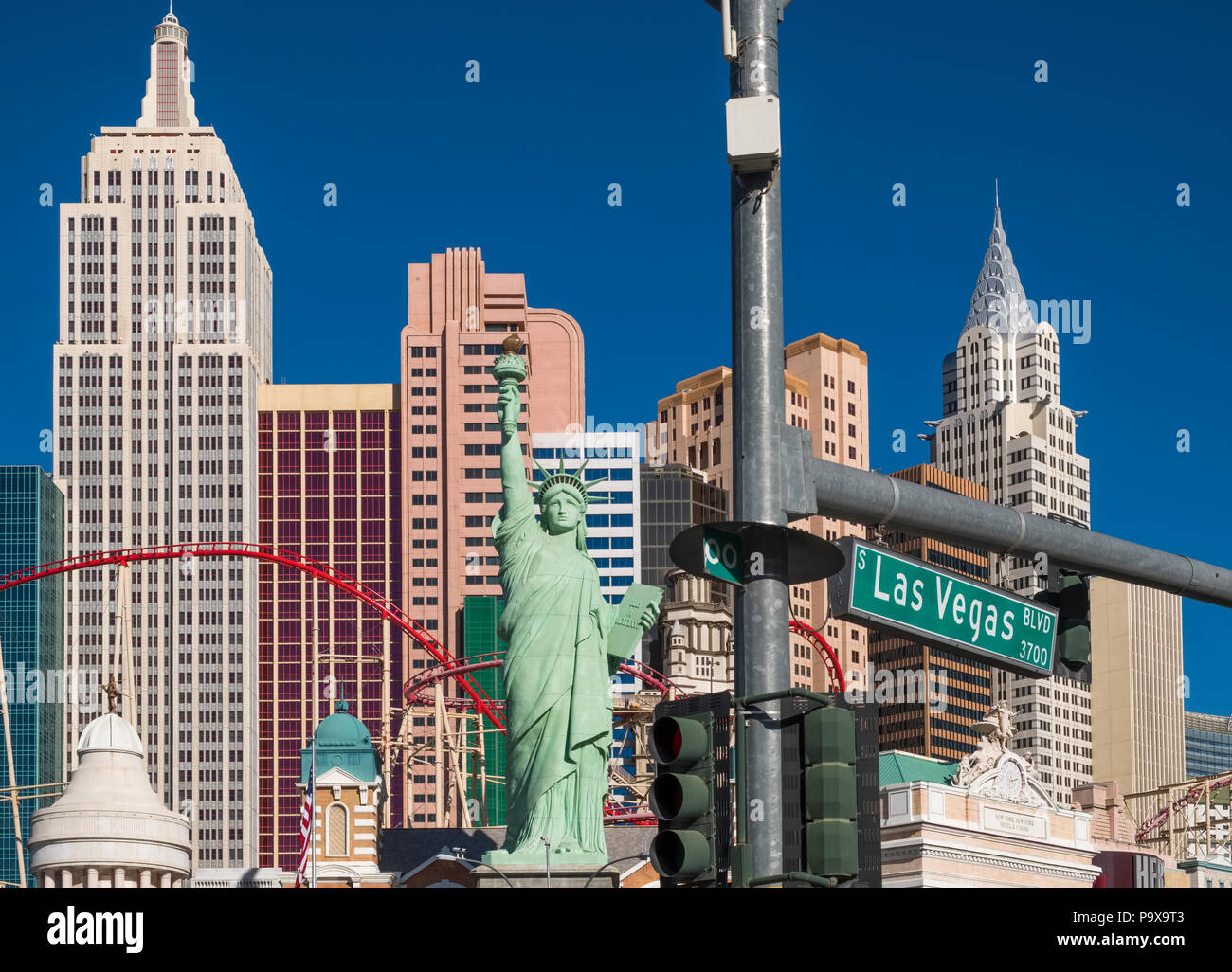 Las Vegas Strip, das New York New York Hotel und Kasino auf dem Las Vegas Boulevard, Nevada, USA Stockfoto