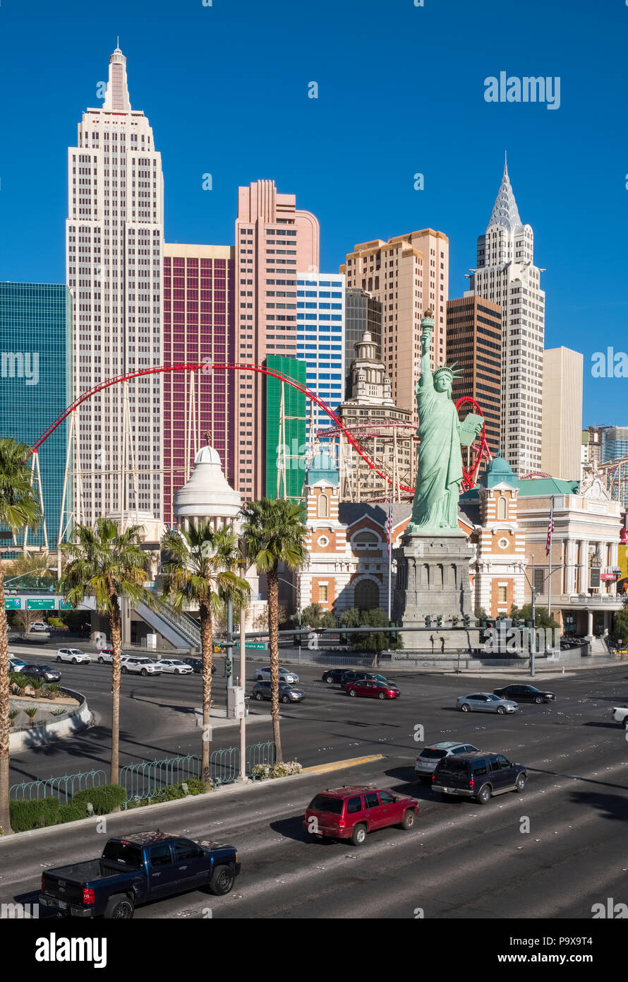 Las Vegas Strip, das New York New York Hotel And Casino Las Vegas, Nevada, USA Stockfoto