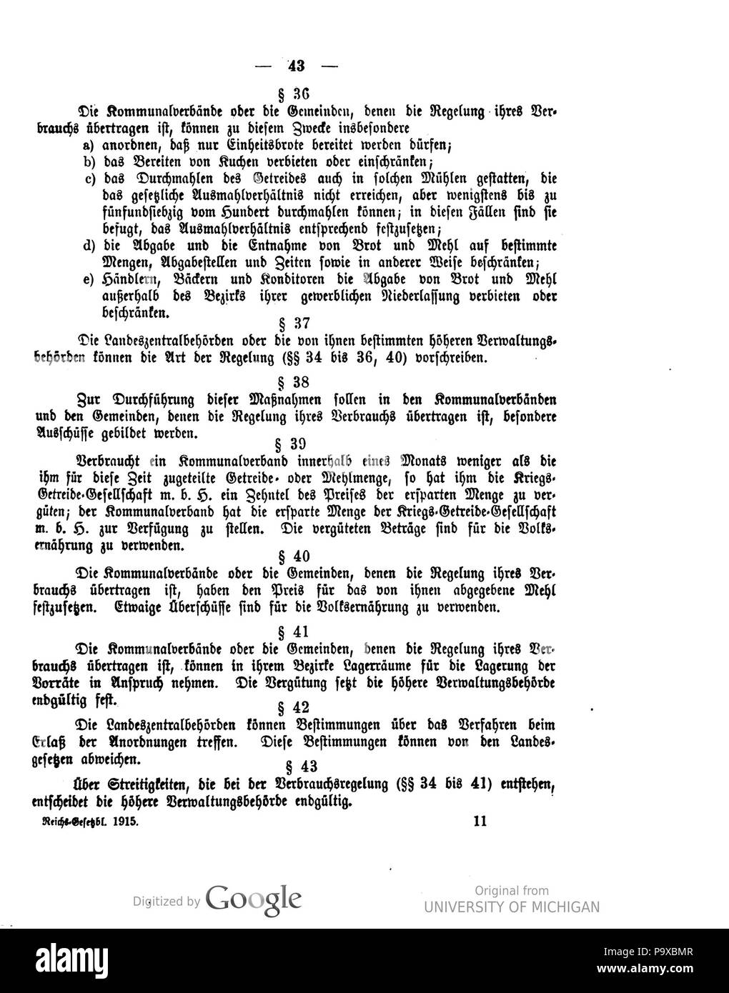 458 Deutsches Reichsgesetzblatt 1915 009 043 Stockfoto