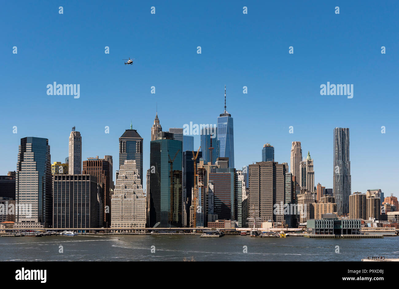 Lower Manhattan von Brooklyn Heights Promenade, New York City, USA Stockfoto