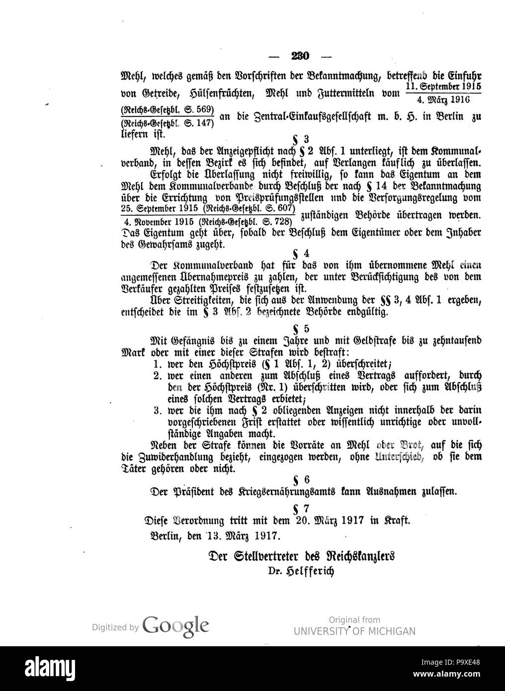 472 Deutsches Reichsgesetzblatt 1917 049 0230 Stockfoto