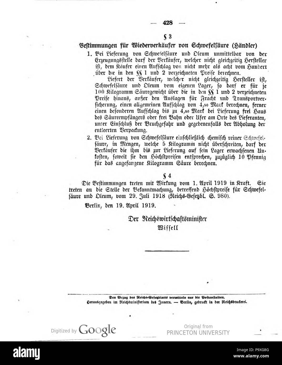 488 Deutsches Reichsgesetzblatt 1919 088 0428 Stockfoto