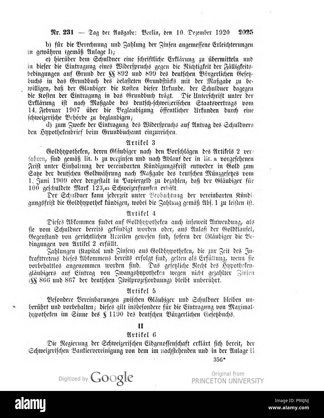 508 Deutsches Reichsgesetzblatt 1920 231 2025 Stockfoto