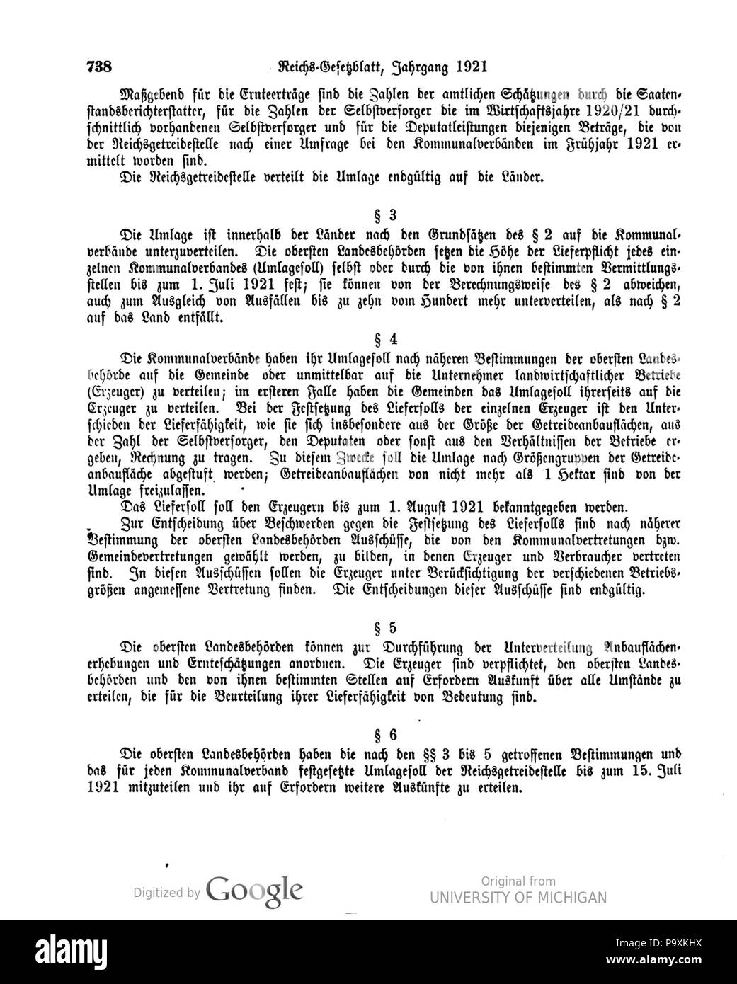 515 Deutsches Reichsgesetzblatt 1921 0620738 Stockfoto