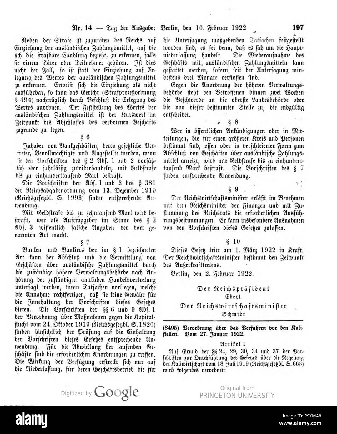 521 Deutsches Reichsgesetzblatt 22T 1 014 0197 Stockfoto
