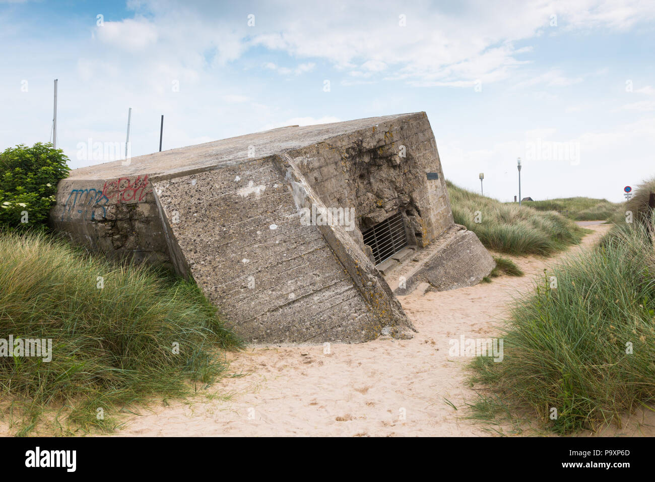 Ruiniert deutsche Armee Bunker auf Juno Beach, Normandie, Frankreich Stockfoto