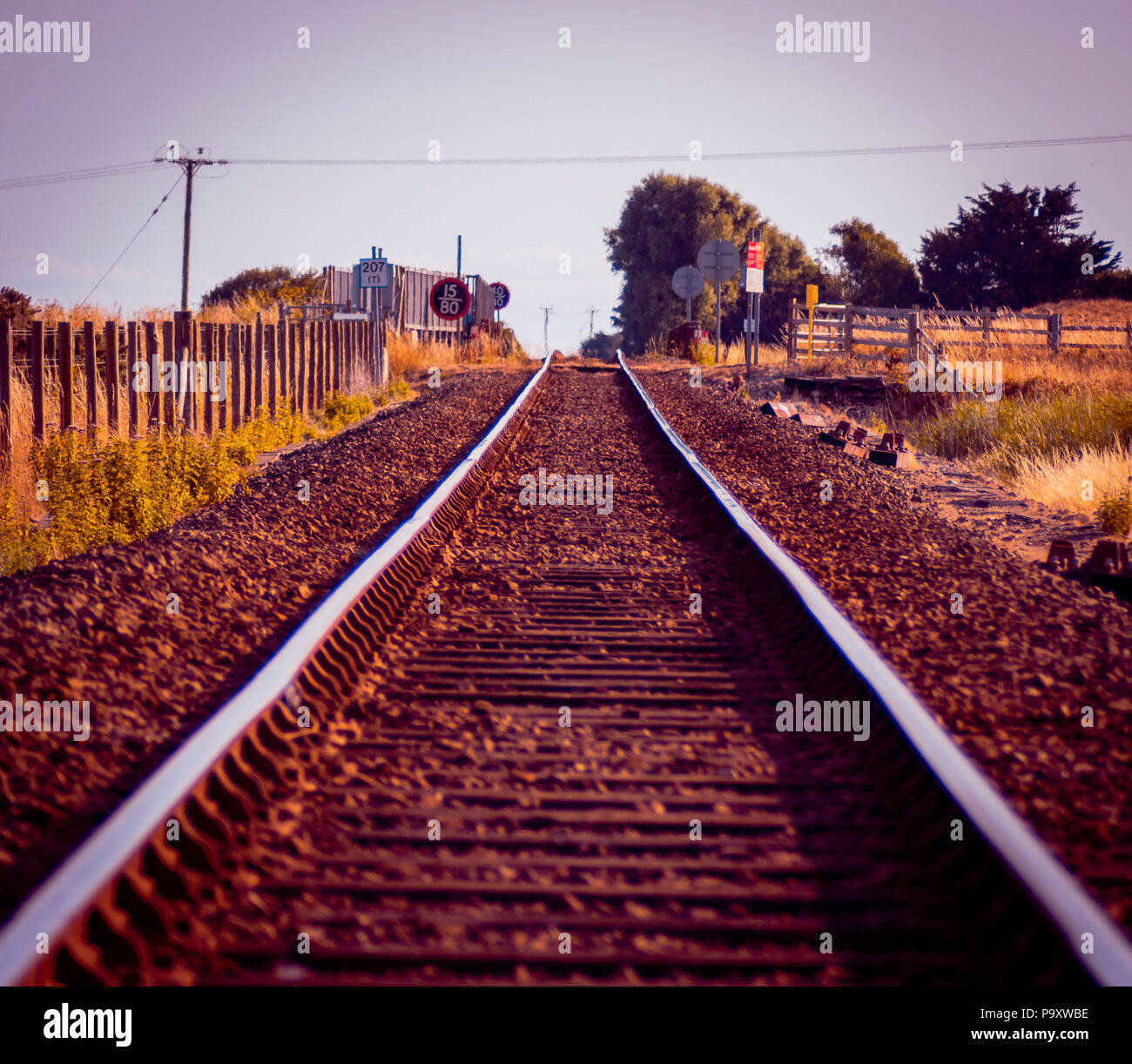 Bahn im heißen Sommer in Ynyslas Wales Stockfoto