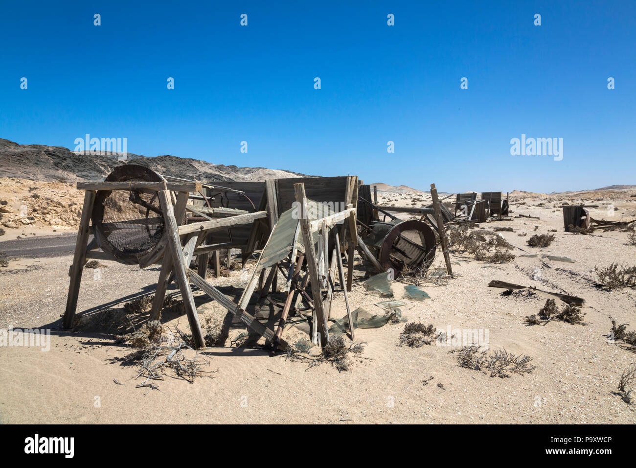 Abgebrochene diamond Waschanlage in der Nähe von Pomona, Sperrgebiet, in der Nähe von Lüderitz, Namibia Stockfoto