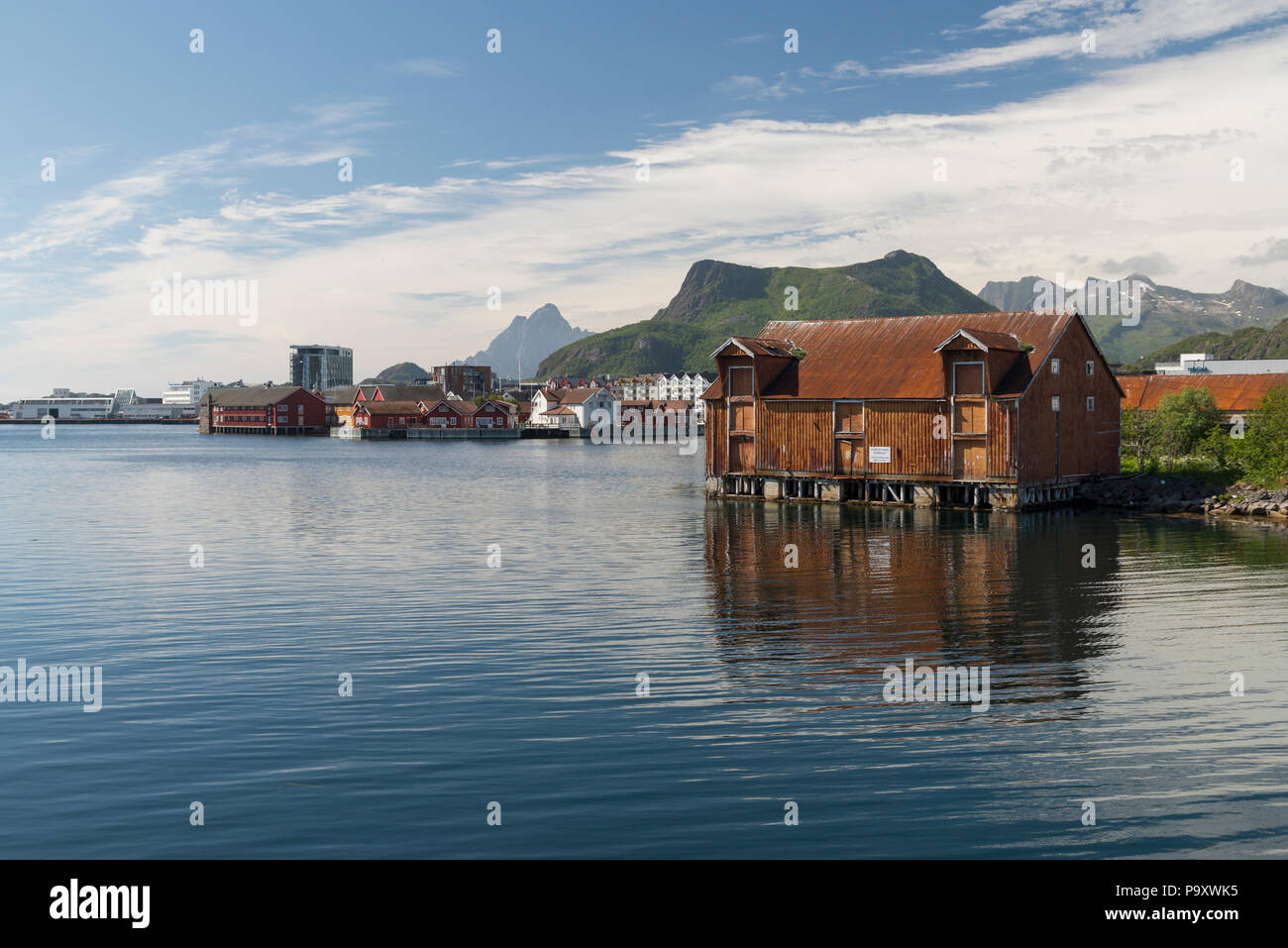 Stadt Svolvaer, Norwegen Stockfoto