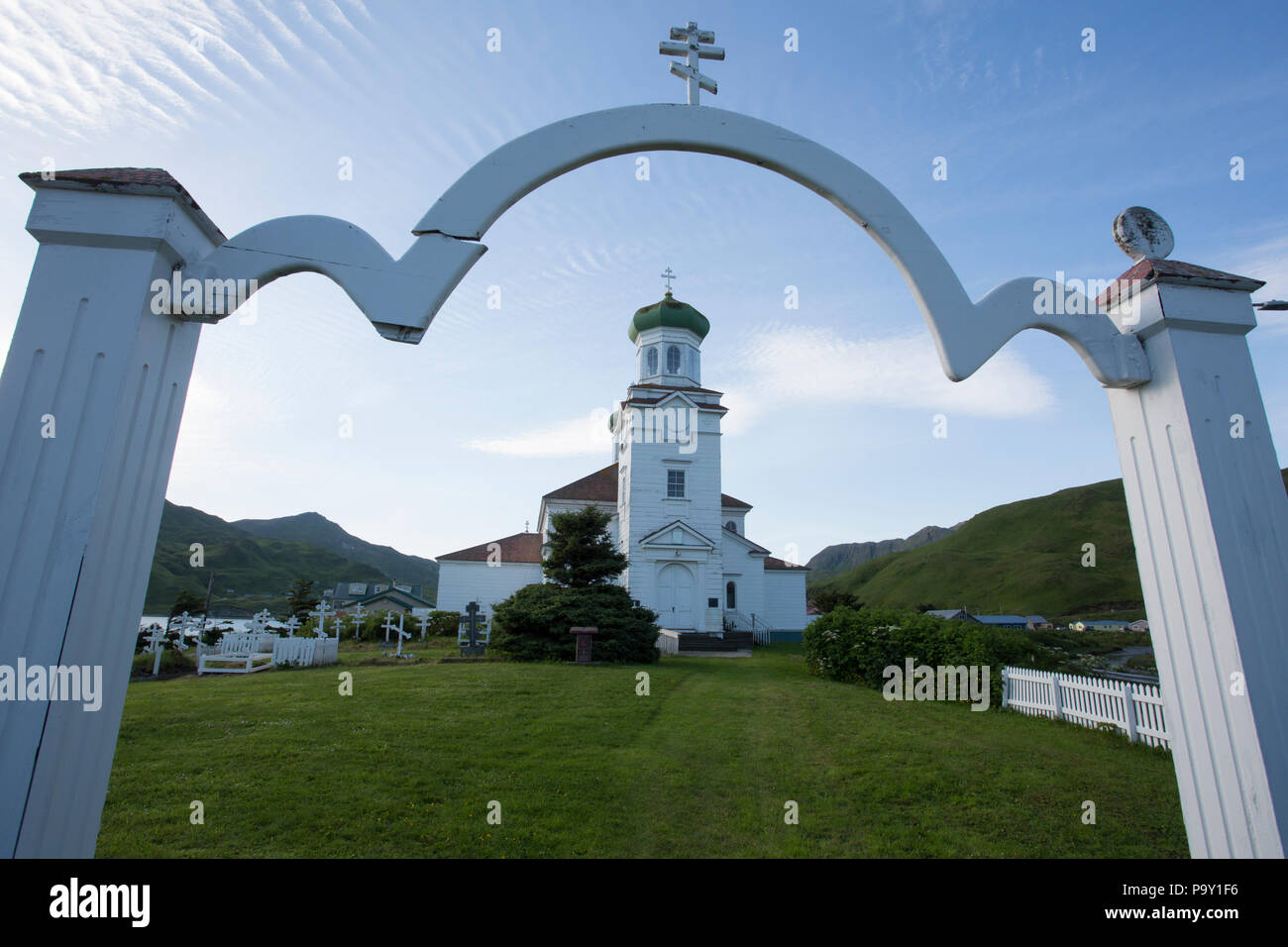 Russisch-orthodoxe Kirche in Unalaska Stockfoto