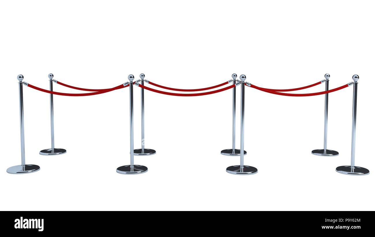 VIP-Berühmtheit roten Teppich Warteschlange Ereignis auf weißem Hintergrund Stockfoto