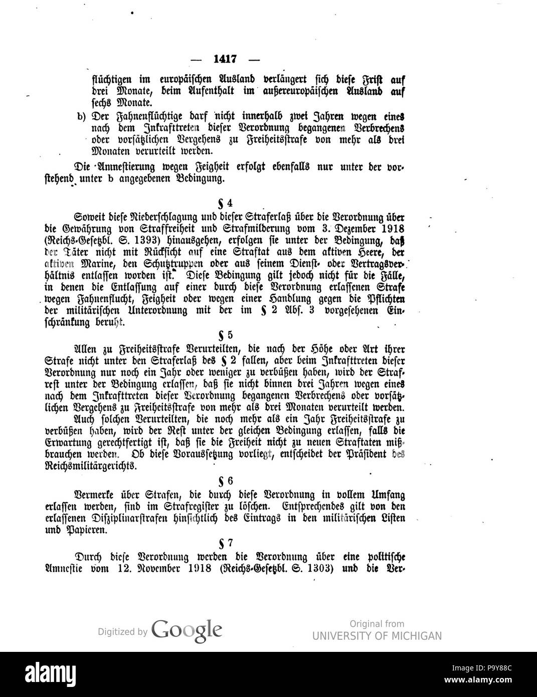 485 Deutsches Reichsgesetzblatt 1918 178 1417 Stockfoto