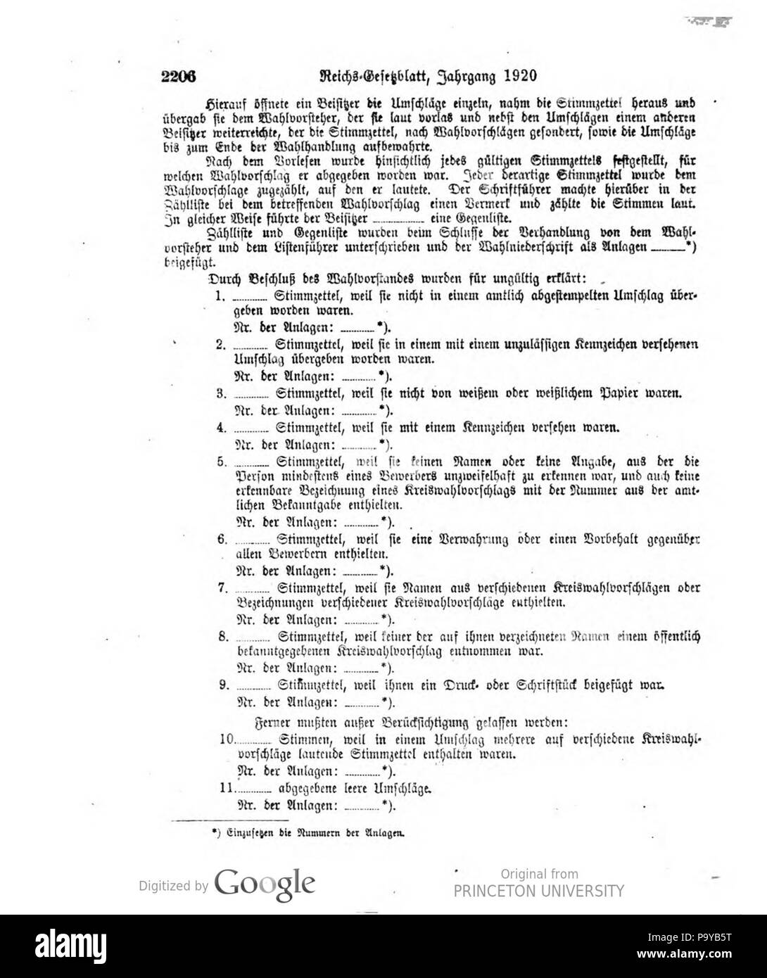 509 Deutsches Reichsgesetzblatt 1920 241 2206 Stockfoto
