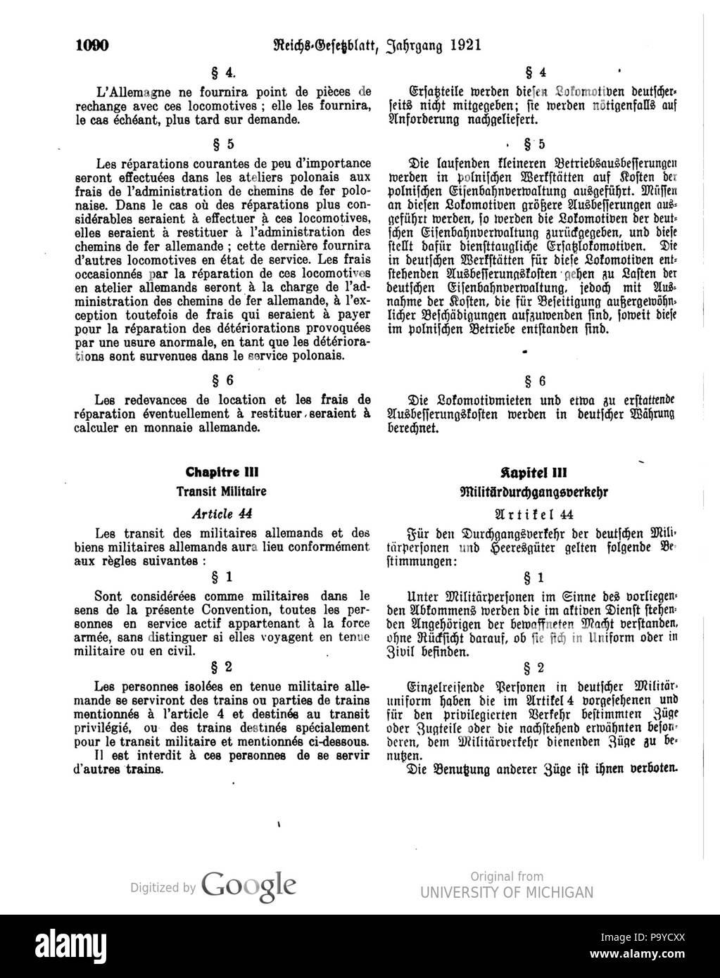 517 Deutsches Reichsgesetzblatt 1921 083 1090 Stockfoto