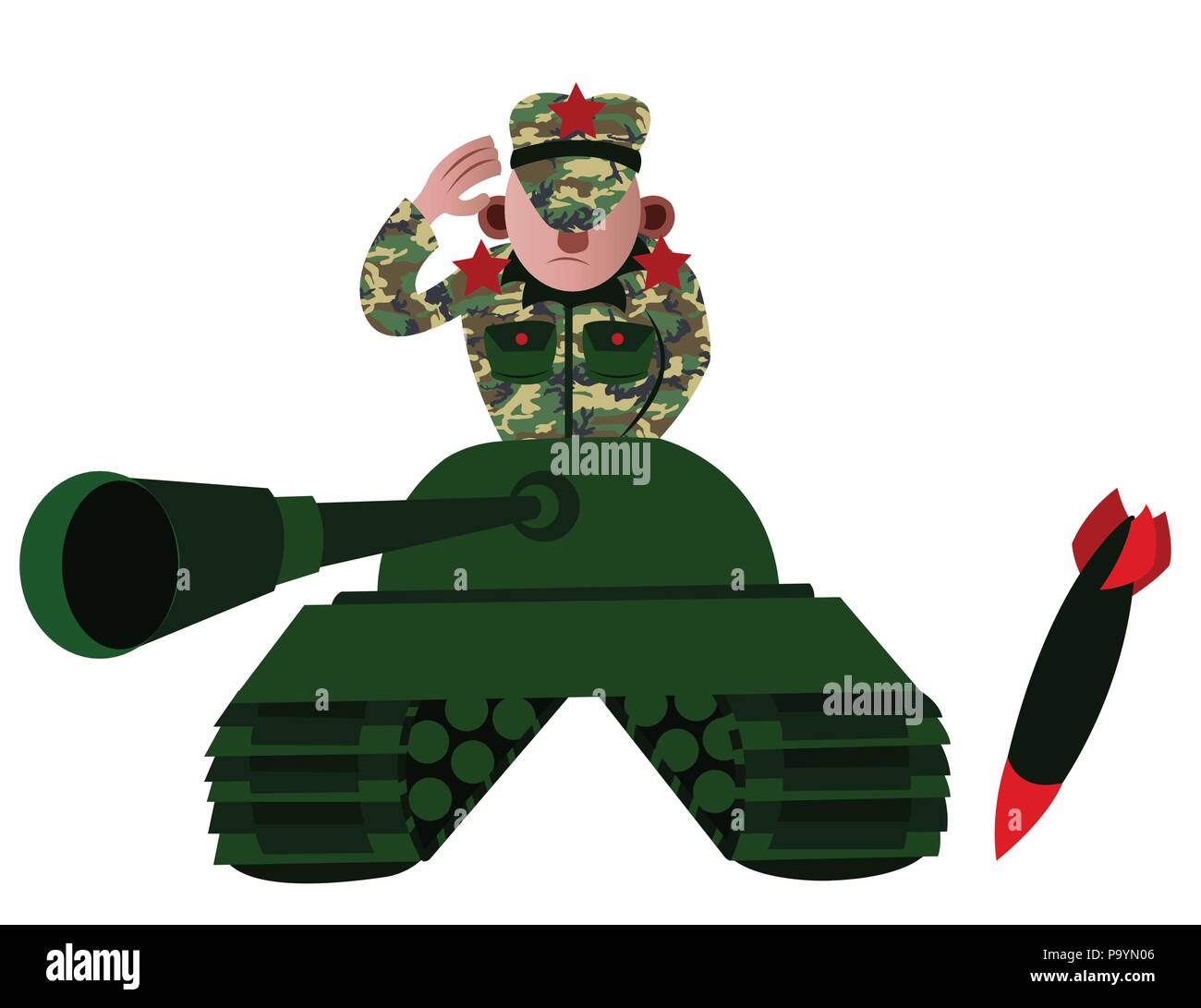 Ein Tank Commander darum ringen, Stock Vektor