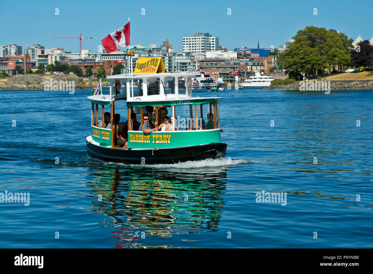 Victoria Harbour Fähre. Hafen Fähren in Victoria, British Columbia, Kanada, Touristen auf Touren über den inneren Hafen und Wasserwege. Victoria BC. Stockfoto