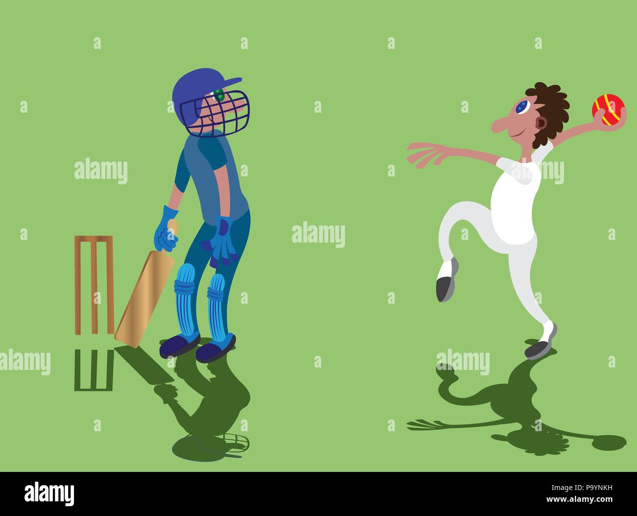 Zwei Cricket Spieler genießen ein Gleiches Stock Vektor