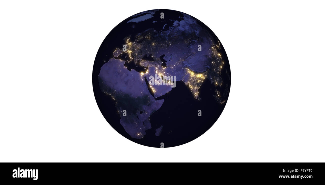 Erde Nacht dunkel Licht aus dem Weltraum Stockfoto