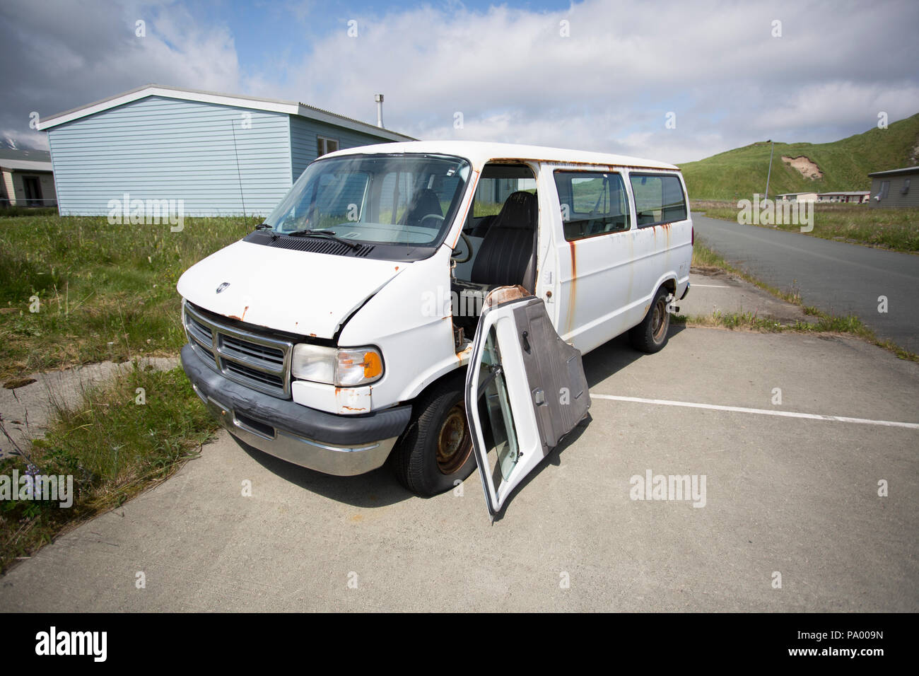 Abgebrochene van, Er, Alaska Stockfoto