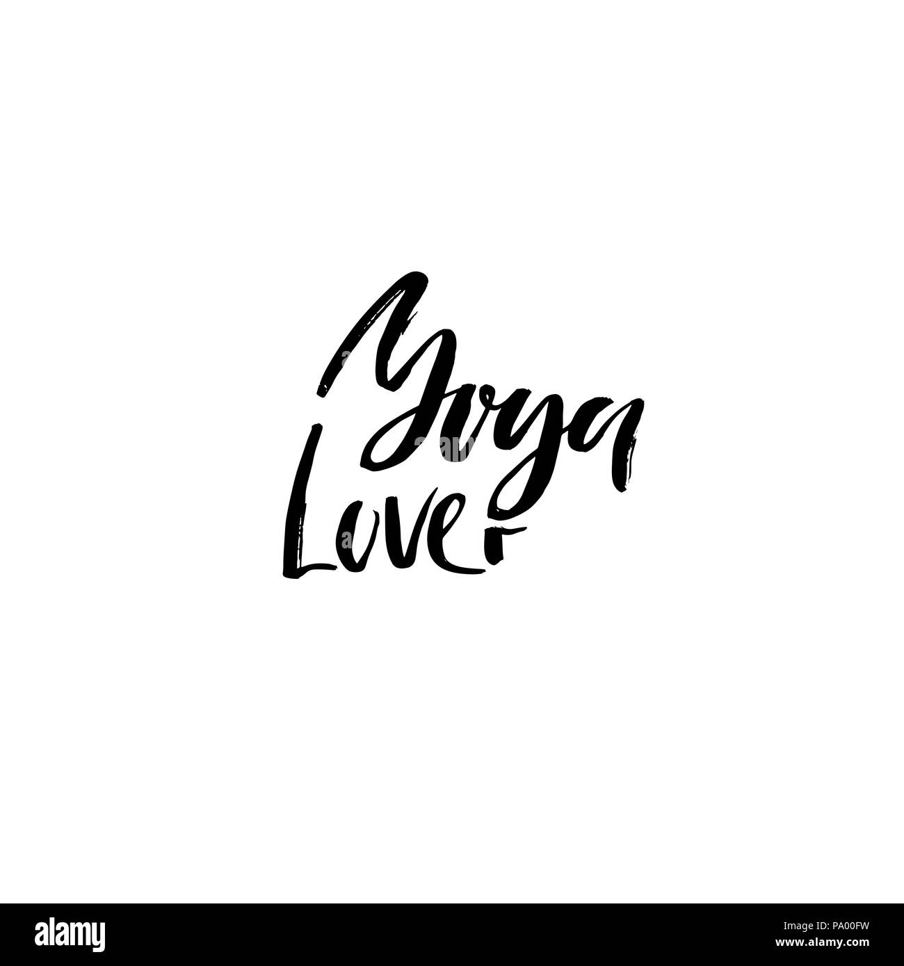 Yoga Liebhaber. Moderne trockene Bürste Schriftzug. Kalligraphie Poster. Handschriftliche Typografie Karte. Yoga Banner. Vector Illustration. Stock Vektor