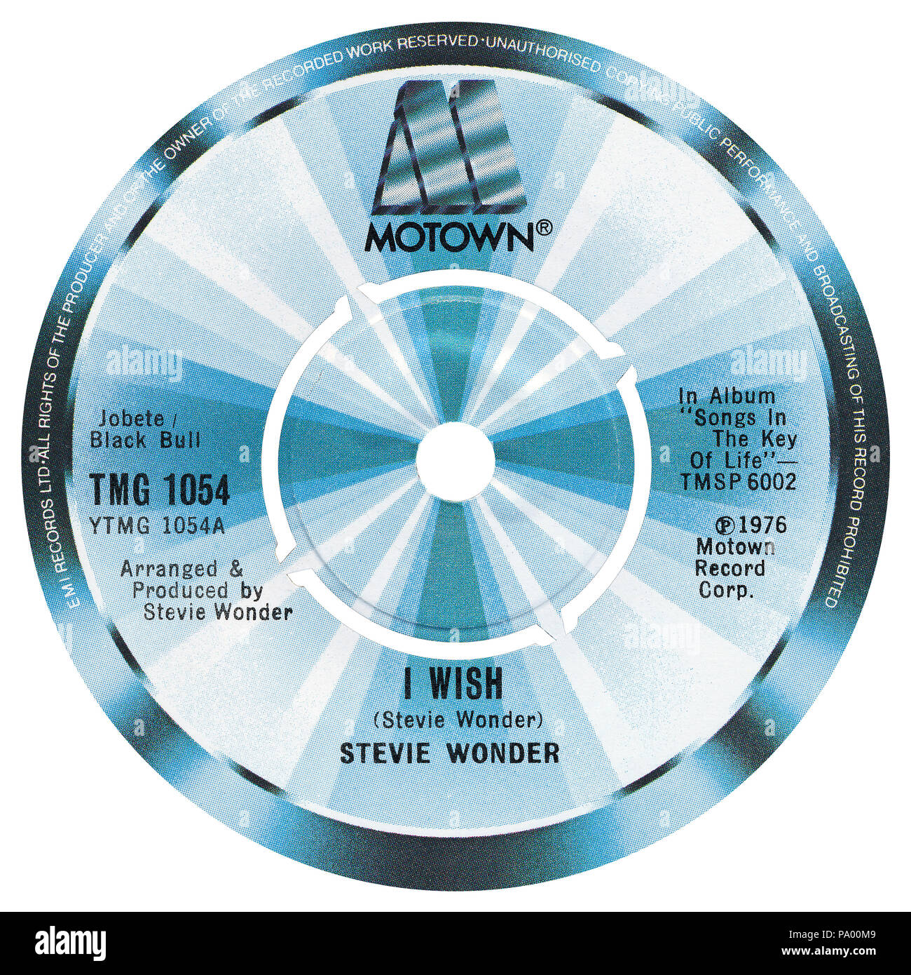 UK 45 U/min 7" Single von Ich möchte von Stevie Wonder in der Motown Label aus dem Jahr 1976. Geschrieben, arrangiert und produziert von Stevie Wonder. Stockfoto