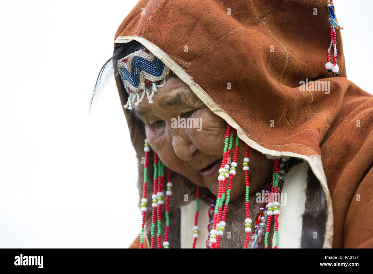 Alte Koriak Frau in Kamtschatka Stockfoto