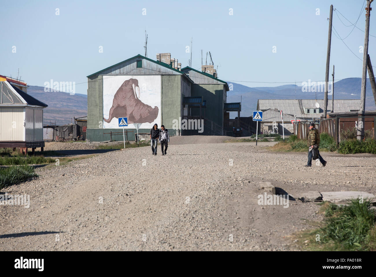 Street Scene, Lorino, Tschukotka, Russland Stockfoto