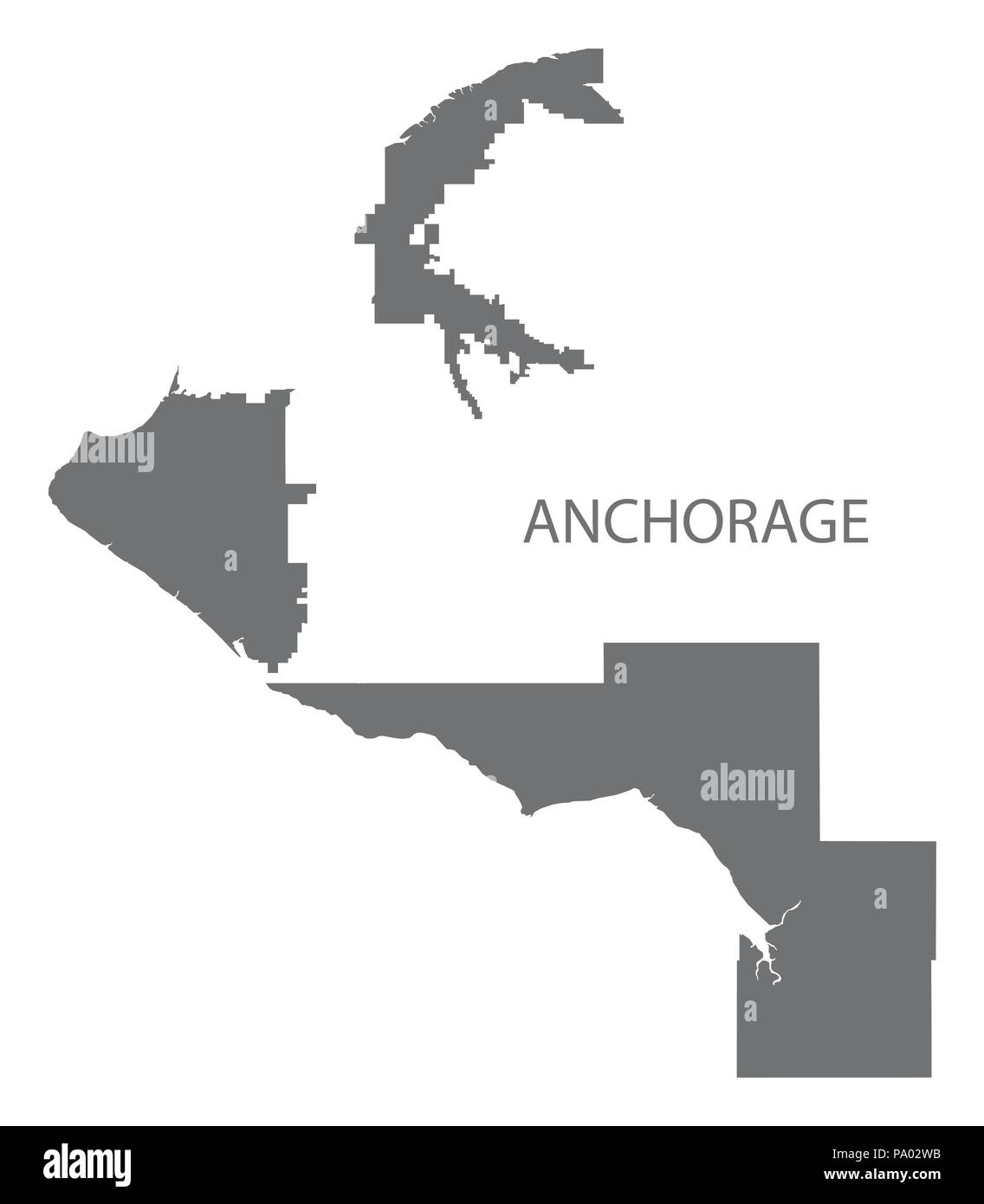 Anchorage Alaska Stadtplan Grau Abbildung silhouette Form Stock Vektor