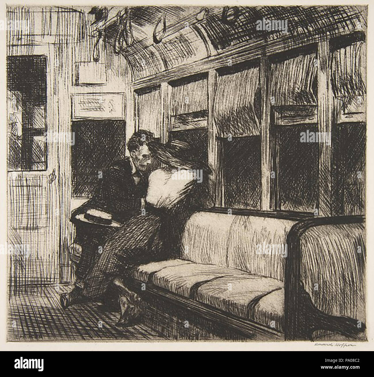 608 Edward Hopper - Nacht auf dem El Train (1918) Stockfoto