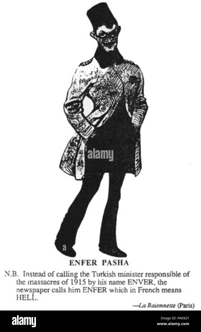 . Englisch: Anstatt den Türkischen verantwortlichen Minister der Massaker von 1915 durch seinen Namen Enver, die Zeitung nennt ihn Enfer, der in den Französischen bedeutet Hölle. Vor 1919 620 Enfer Pasha Stockfoto