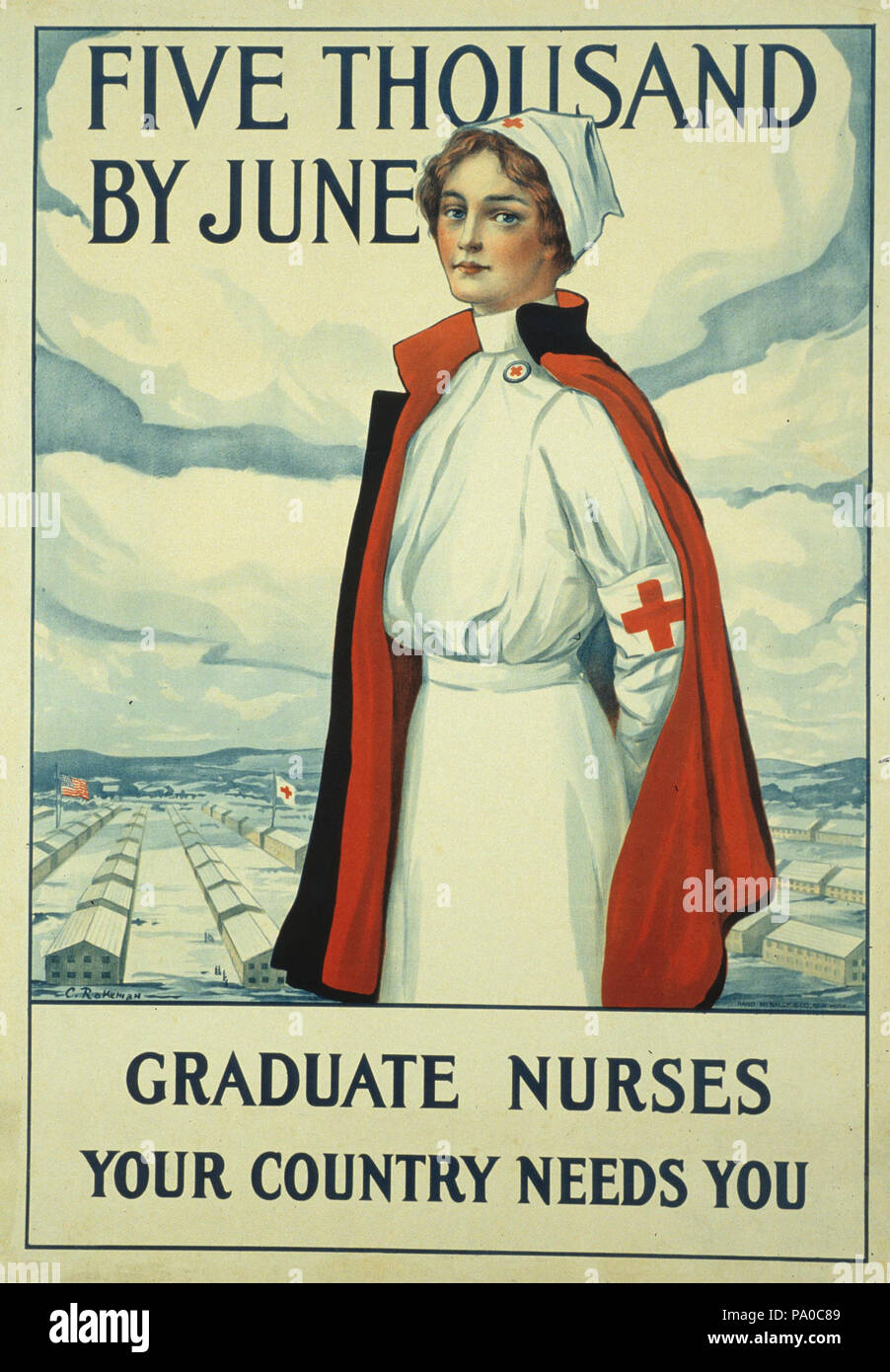 654 5 000 bis Juni, Dipl. Krankenschwestern, ihr Land braucht sie Stockfoto