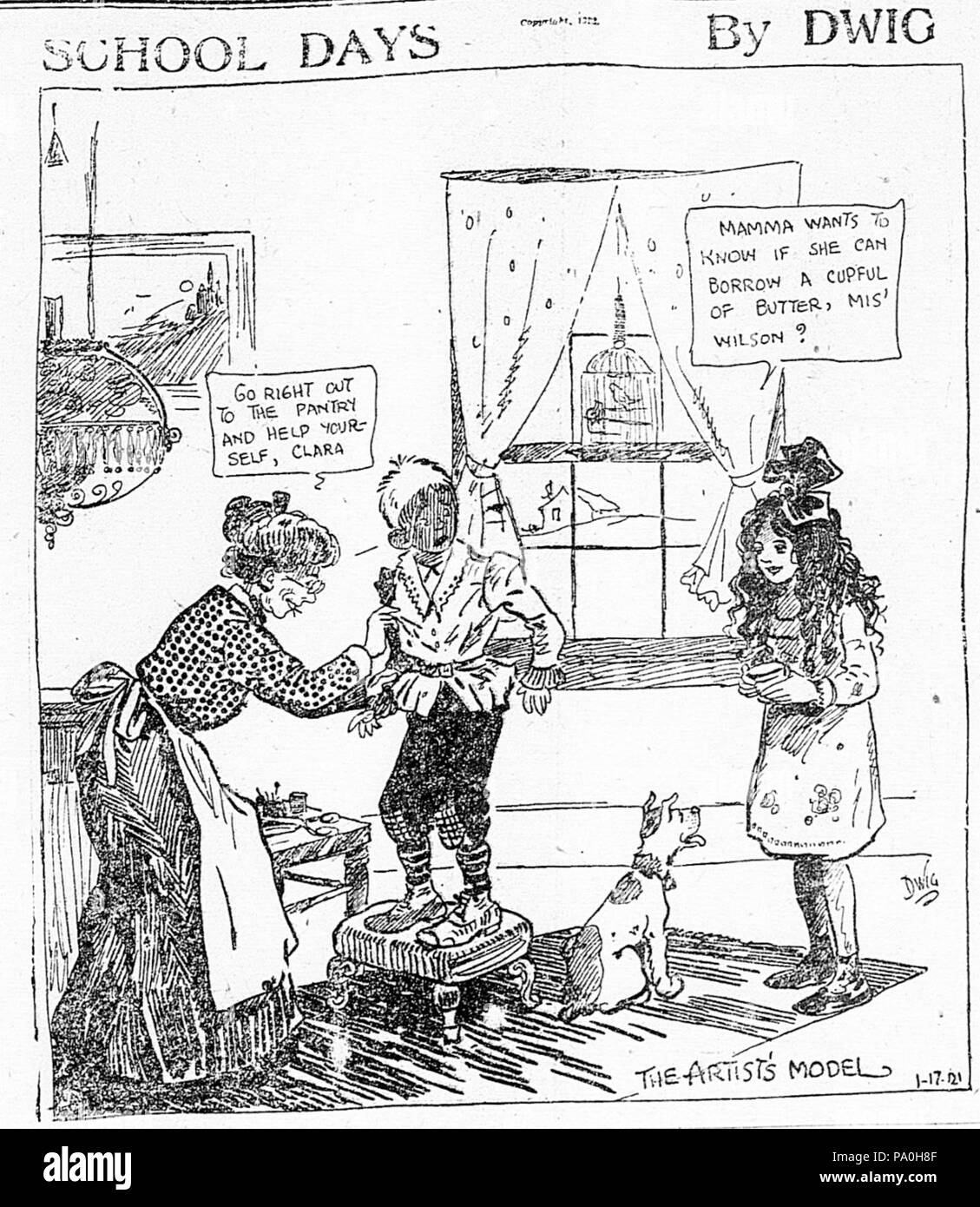 595 Dwig's School Days Cartoon-" des Künstlers Modell" Stockfoto